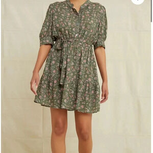 Amour Vert Arya Ecovera Lago Green Floral Print Dress Size Large